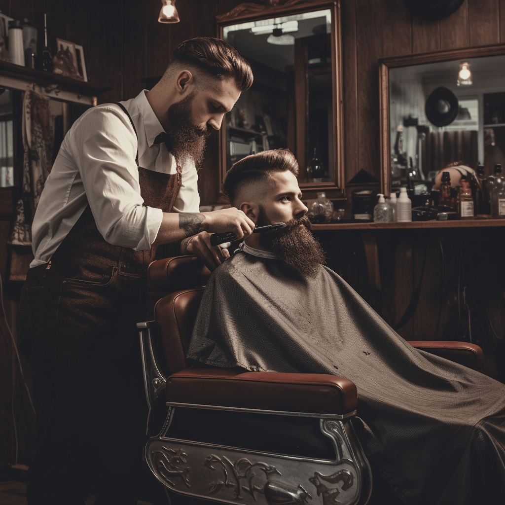 Man in a barber shop getting a shave